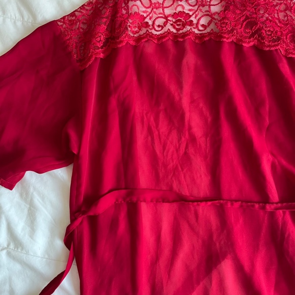 VINTAGE Secret Treasures lace flowy midi red robe - Picture 11 of 16